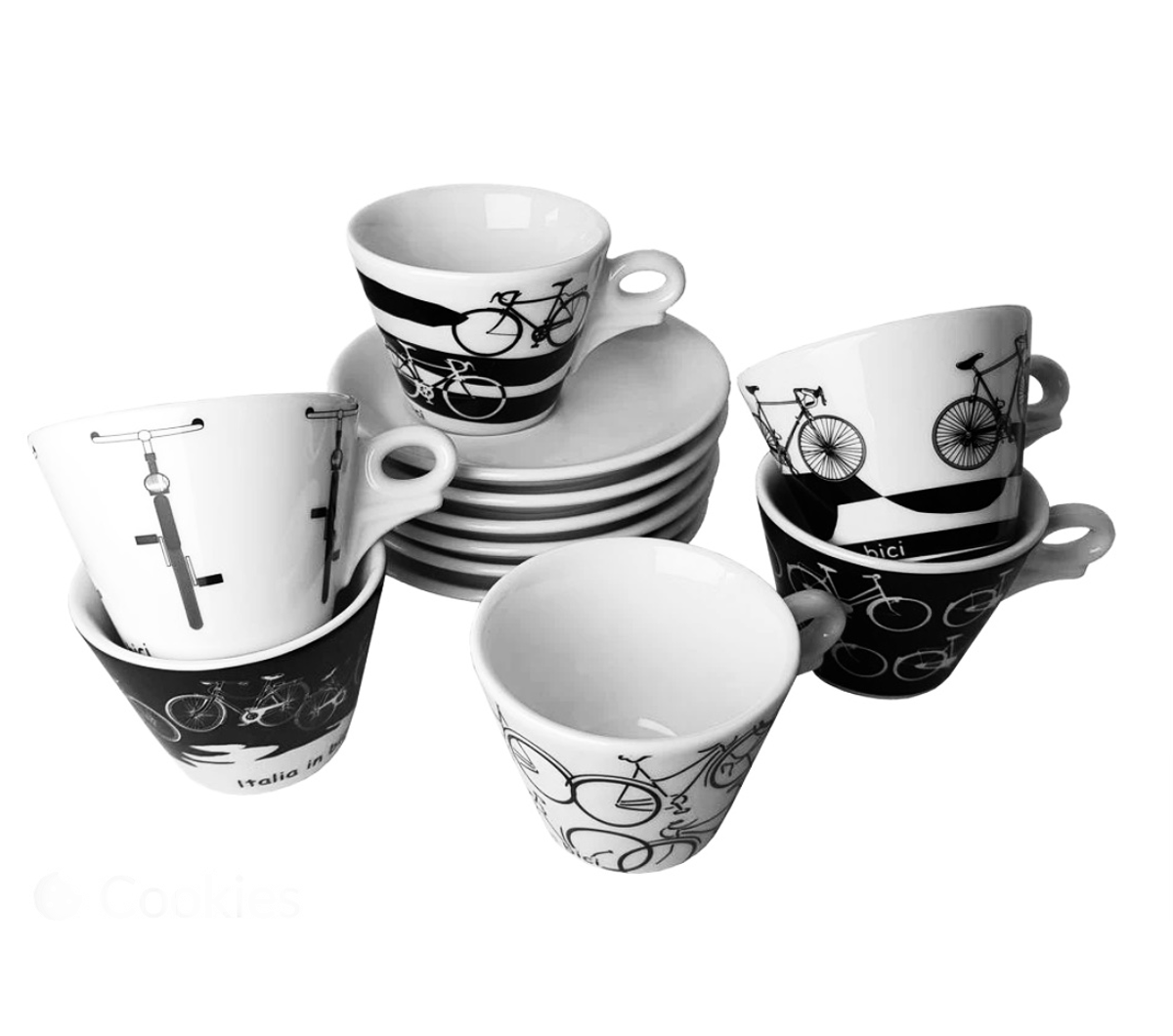 "ITALIA IN BICI" Cappuccino Cups Collection Set